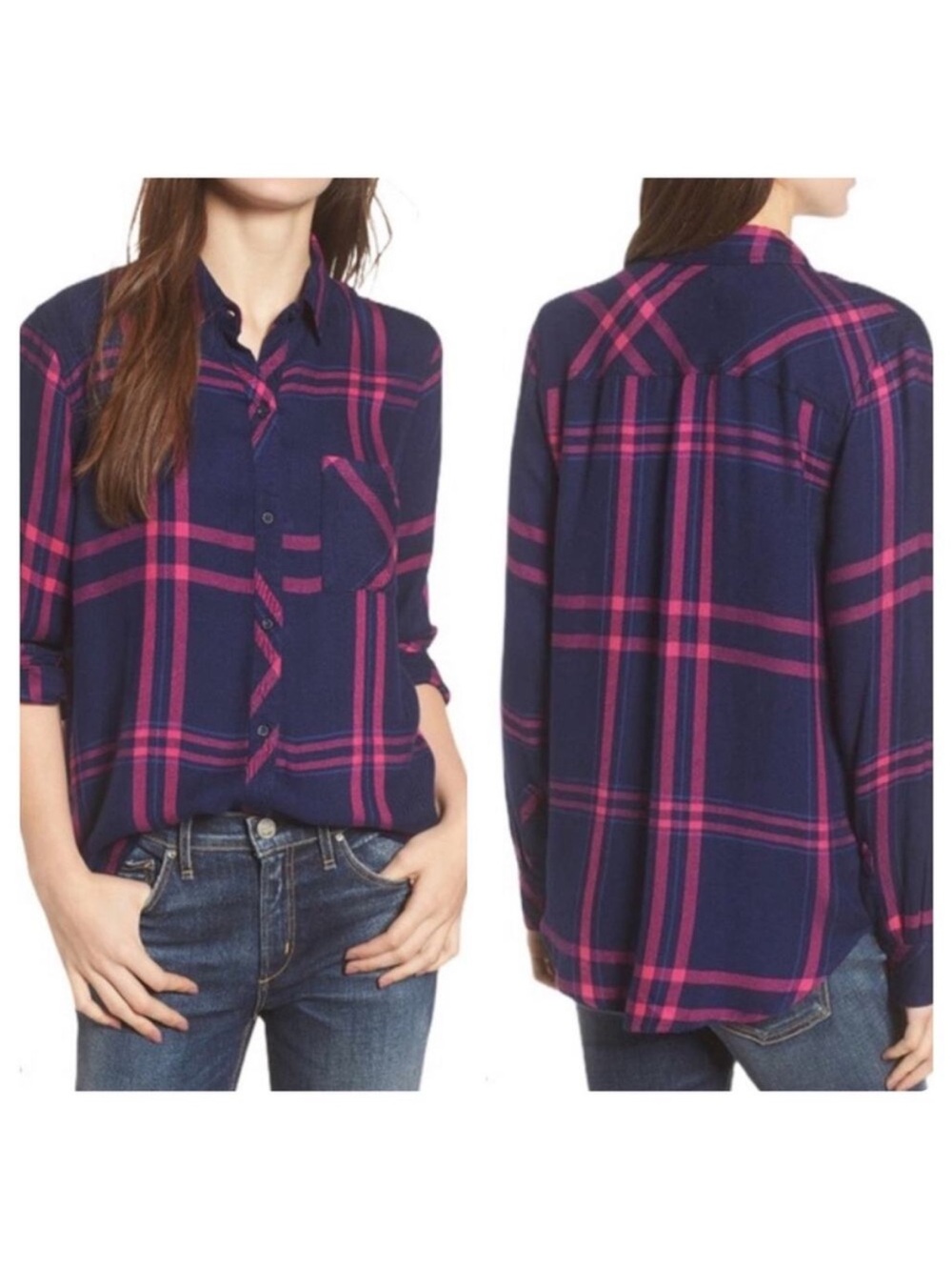 Rails Hunter Plaid Shirt In Navy Lipstick